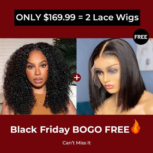 Bogo Free Glueless 6×4 Pre-Cut Lace Kinky Curly Wig And Bob 5×5 Lace Closure Wig For Black Friday
