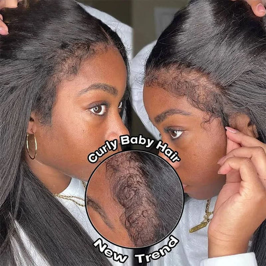 4C Kinky Edges Kinky Straight 5×5 Closure HD Lace Glueless 100% Human Hair Glueless Wig