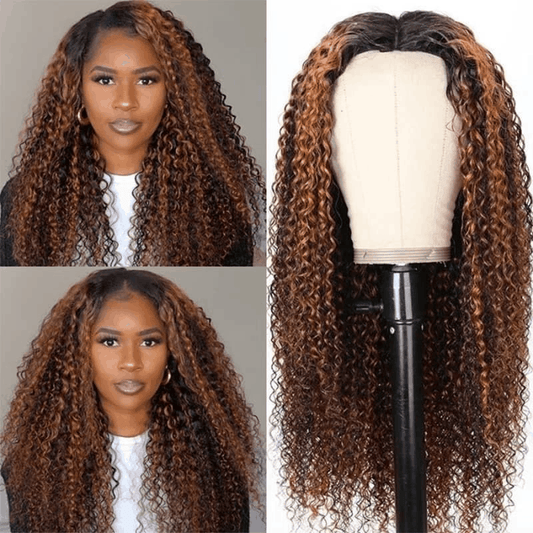 natural highlight curly wigs
