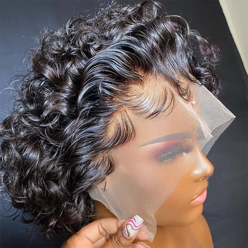 $59.19 Only 13×1 Lace Frotal Pixie Cut Wig Curly Bob Wigs Flash Sale