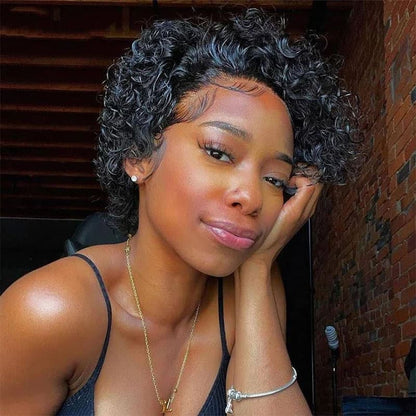 $59.19 Only 13×1 Lace Frotal Pixie Cut Wig Curly Bob Wigs Flash Sale