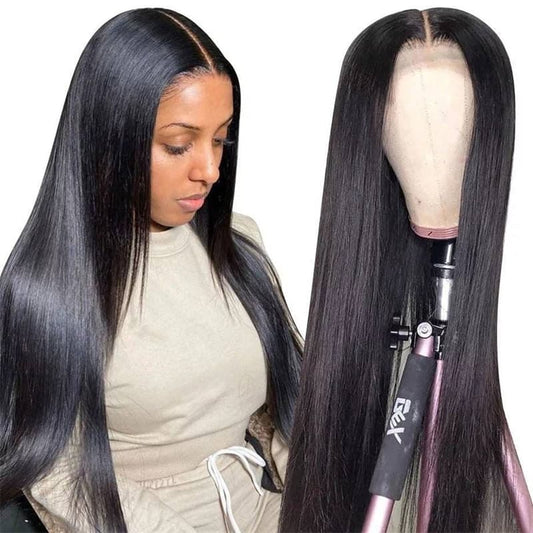 13×4 Lace Front Glueless HD Lace Wig Straight Hair Skin Melt Human Hair Wigs Natural Black Color