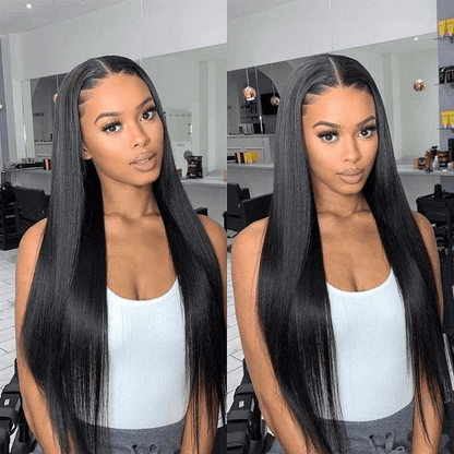 13×4 Straight Pre-Cut Lace 100% Human Hair HD Lace Front Wigs For Black Women Glueless Wear Go Wig