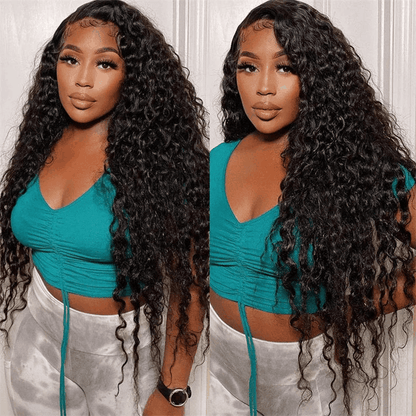 glueless lace wigs water wave curly hair
