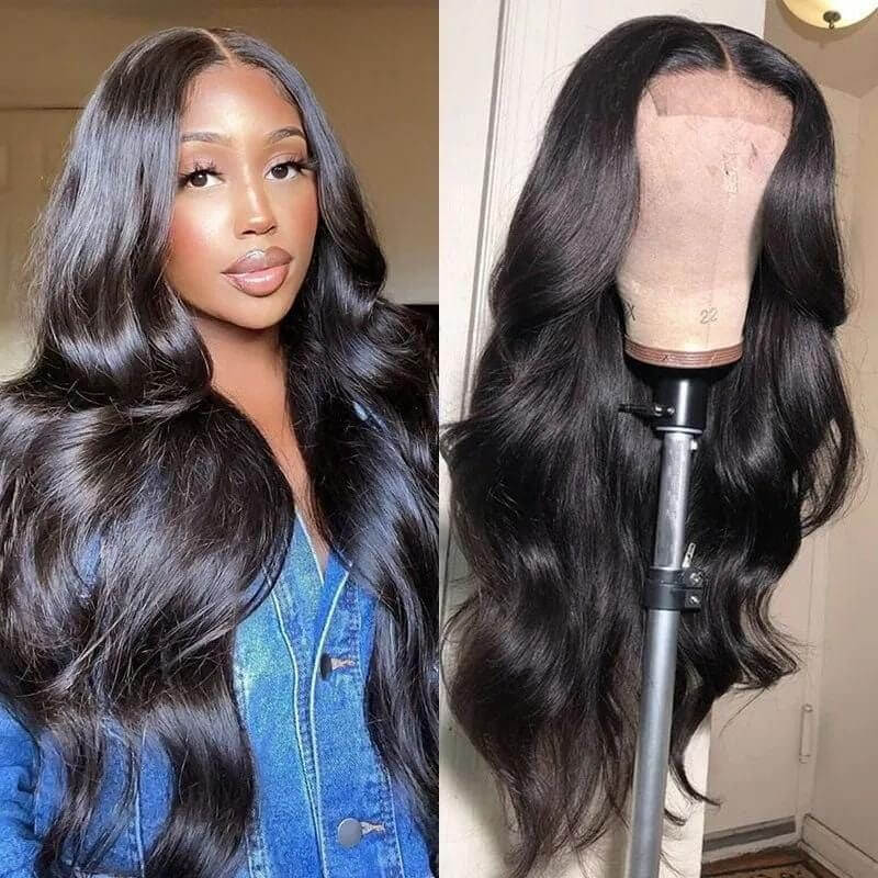 180% Density Long Body Wave 13×6 Lace Frontal Wigs Natural Black Lace Wigs For Sale