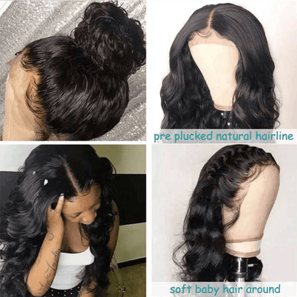 180% Density Long Body Wave 13×6 Lace Frontal Wigs Natural Black Lace Wigs For Sale