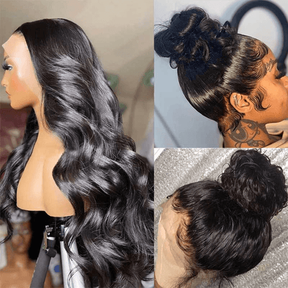 180% Density Long Body Wave 13×6 Lace Frontal Wigs Natural Black Lace Wigs For Sale