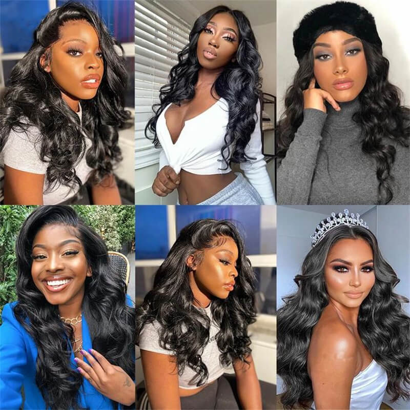 180% Density Long Body Wave 13×6 Lace Frontal Wigs Natural Black Lace Wigs For Sale