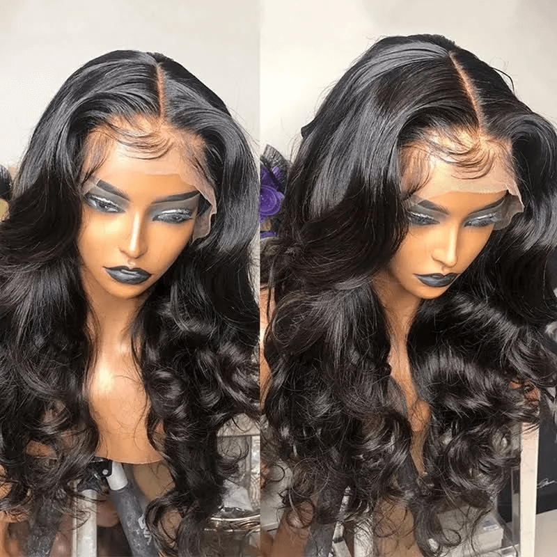 180% Density Long Body Wave 13×6 Lace Frontal Wigs Natural Black Lace Wigs For Sale