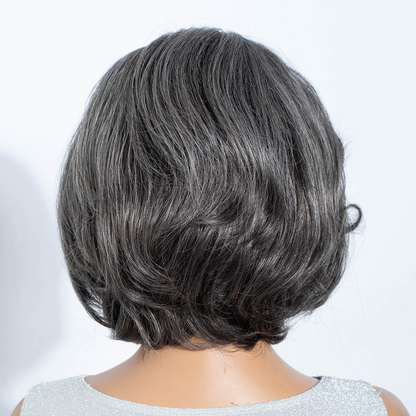 Salt & Pepper Curly Wave Bob Wig 100% Human Hair Pre-Cut 5x5 HD Lace Glueless Wear & Go Grey Wig Pre-Plucked Natural Summer Hairstyle