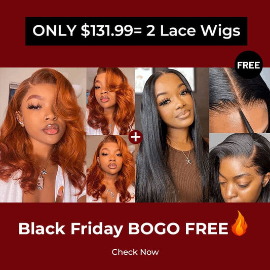 Bogo Free Ginger Orange Lace Body Wave Wig And Silky Straight Pre Cut Lace Wigs For Black Friday