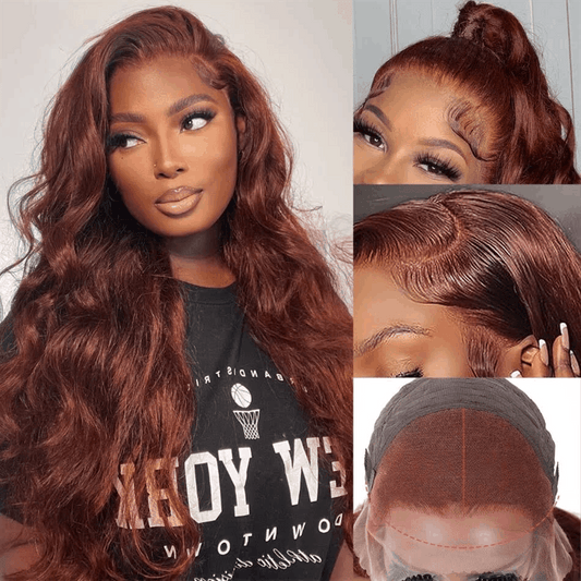 $99 Flash Sale 33B Reddish Brown Body Wave 13×4 Lace Wig Copper Red 180% Density For Brand Day