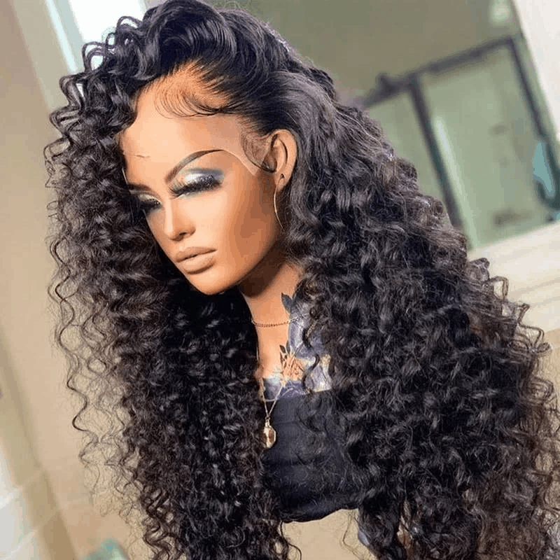 $99 Flash Sale Deep Wave 13×4 Lace Frontal Bouncy Curl Natural Hair Wigs With Baby Hair For Brand Day