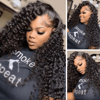 $99 Flash Sale Deep Wave 13×4 Lace Frontal Bouncy Curl Natural Hair Wigs With Baby Hair For Brand Day