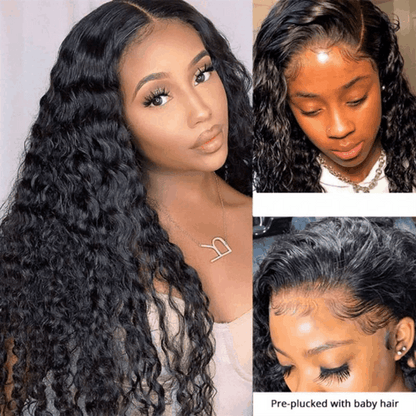 $99 Flash Sale Deep Wave 13×4 Lace Frontal Bouncy Curl Natural Hair Wigs With Baby Hair For Brand Day