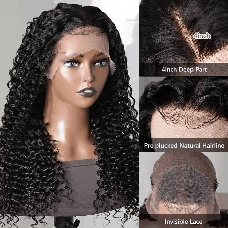 $99 Flash Sale Deep Wave 13×4 Lace Frontal Bouncy Curl Natural Hair Wigs With Baby Hair For Brand Day