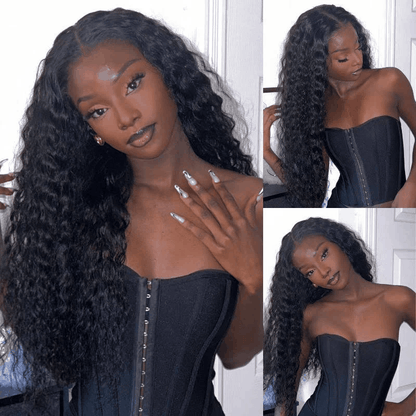 $99 Flash Sale Deep Wave 13×4 Lace Frontal Bouncy Curl Natural Hair Wigs With Baby Hair For Brand Day