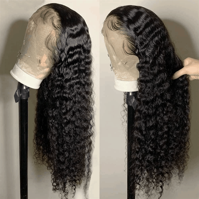 $99 Flash Sale Deep Wave 13×4 Lace Frontal Bouncy Curl Natural Hair Wigs With Baby Hair For Brand Day