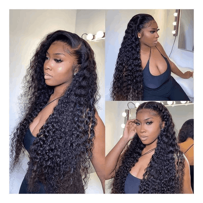 $99 Flash Sale Deep Wave 13×4 Lace Frontal Bouncy Curl Natural Hair Wigs With Baby Hair For Brand Day