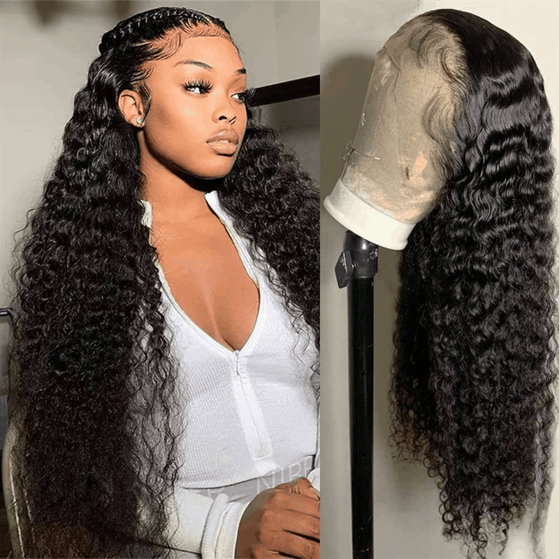 $99 Flash Sale Deep Wave 13×4 Lace Frontal Bouncy Curl Natural Hair Wigs With Baby Hair For Brand Day