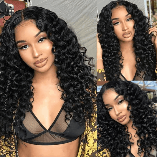 $99 Flash Sale Deep Wave 13×4 Lace Frontal Bouncy Curl Natural Hair Wigs With Baby Hair For Brand Day