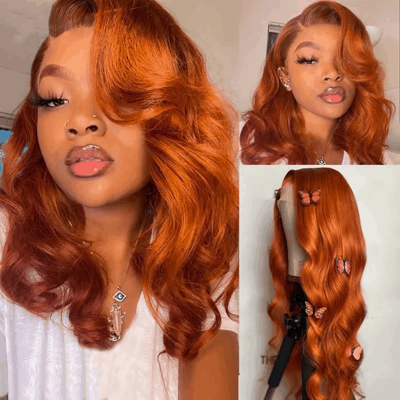 $99 Flash Sale Orange Ginger Body Wave 4×4 Lace Wig Colored Human Hair Wigs For Brand Day