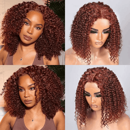 $99 Flash Sale Pre-Cut Lace Wig Wear and Go Kinky Curly Reddish Brown Color For Brand Day