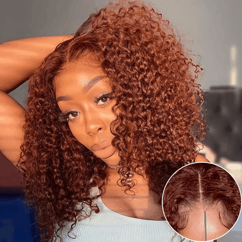 $99 Flash Sale Pre-Cut Lace Wig Wear and Go Kinky Curly Reddish Brown Color For Brand Day