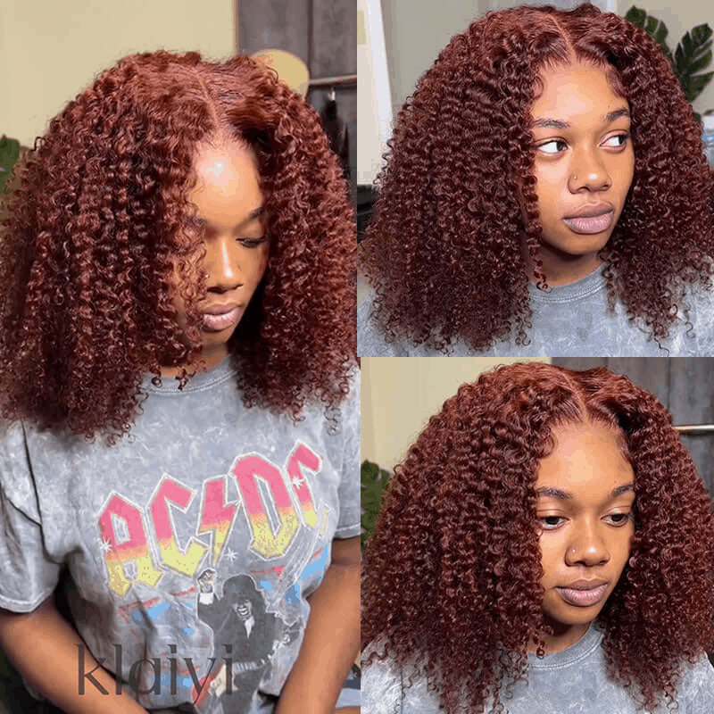 $99 Flash Sale Pre-Cut Lace Wig Wear and Go Kinky Curly Reddish Brown Color For Brand Day
