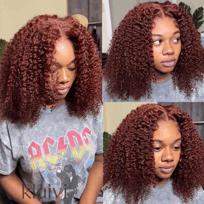 $99 Flash Sale Pre-Cut Lace Wig Wear and Go Kinky Curly Reddish Brown Color For Brand Day
