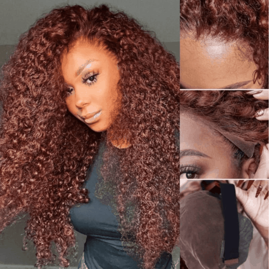 $99 Flash Sale Pre-Cut Lace Wig Wear and Go Kinky Curly Reddish Brown Color For Brand Day