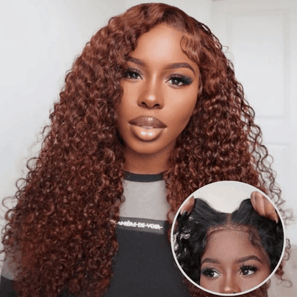 $99 Flash Sale Pre-Cut Lace Wig Wear and Go Kinky Curly Reddish Brown Color For Brand Day