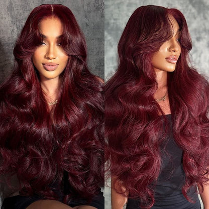 #99J Burgundy Body Wave 13*6 HD Glueless Lace Wigs Human Hair Wigs For Black Women