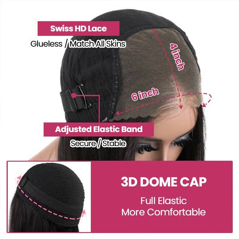 glueless HD lace wig with 3d dome cap