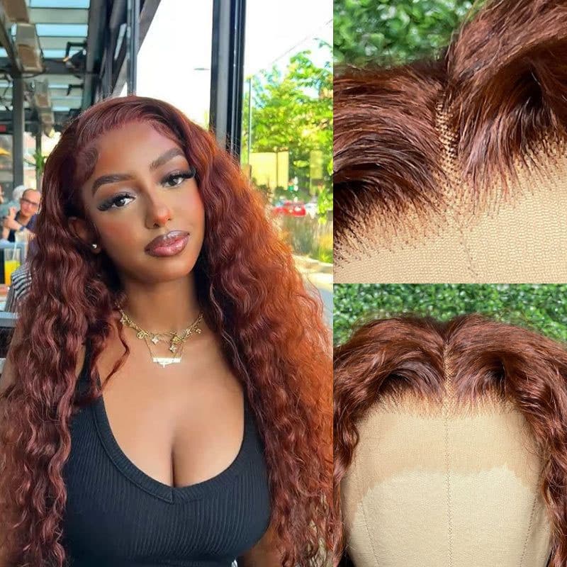 pre cut lace wig reddish brown color 