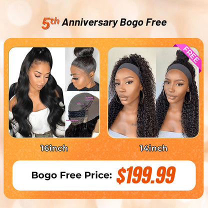 Bogo Free 360 Lace Body Wave And Free Jerry Curly Headband Wig