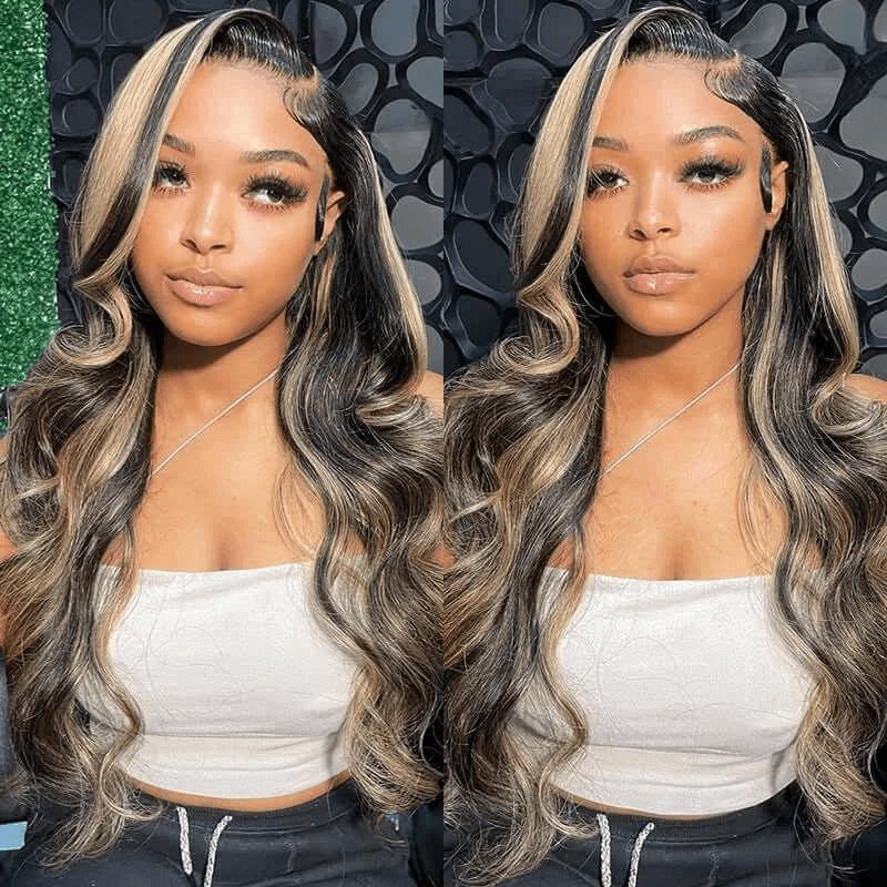 Balayage Highlight Colored 13x4 Lace Frontal Wigs Body Wave And Straight Human Hair Wigs