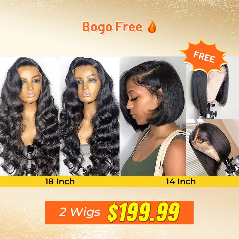 Bogo Free Body Wave 13×4 Lace And Free Bob Lace Frontal Wig