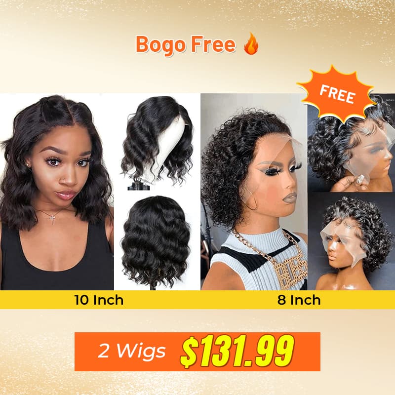 Bogo Free Body Wave 5×5 Lace Bob Wig And Curly Bob Lace Frontal Wig