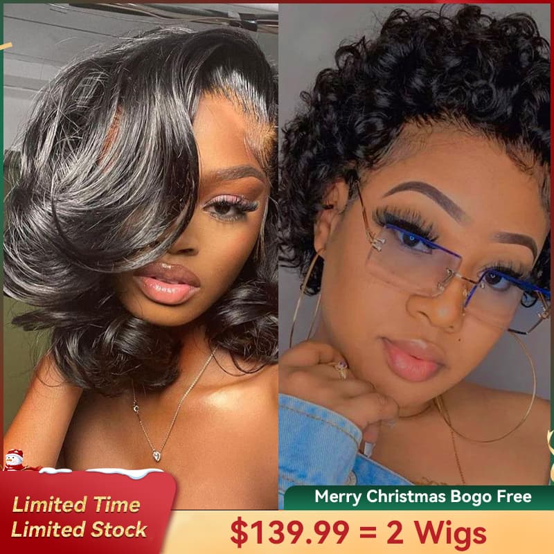 Bogo Free Body Wave 5×5 Lace Bob Wig And Curly Bob Lace Frontal Wig