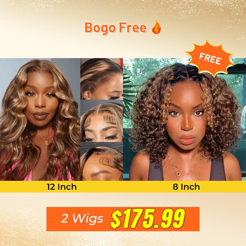 Bogo Free Highlight Body Wave Wear Go Wig And Highlight Deep Curly Bob Lace Wig