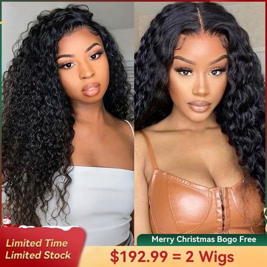 Bogo Free Kinky Curly 13×4 Lace And Free 5×5 Lace Water Wave Wig