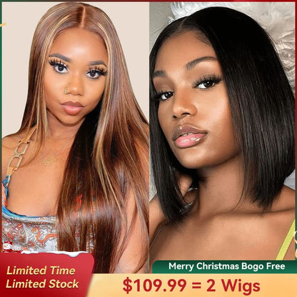 piano color straight hair v part bob wigs bogo free discount