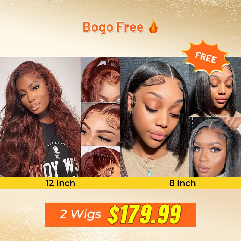 Bogo Free Reddish Brown Wear Go Body Wave Wig And 13×4 HD Short Bob Wig