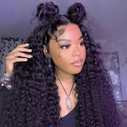 Black Human Hair Lace Wigs 180% Density