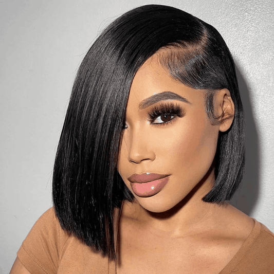 Flash Sale Asymmetric C-Shaped Side Part 5×5 Lace Short Cut Bob Wigs Classic & Chic