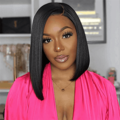 Tax Refund Season Flash Sale Asymmetric C-Shaped Side Part 5×5 Lace Bob Wig