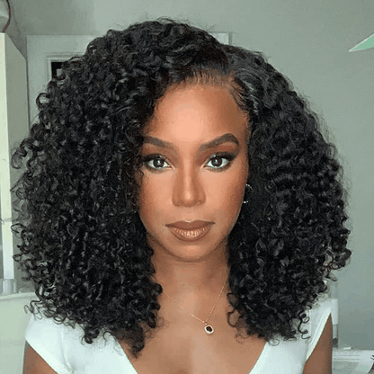 Flash Sale Blunt Cut Bob C Side Part Jerry Curly Lace Closure Wig Asymmetric Short Bob Wig