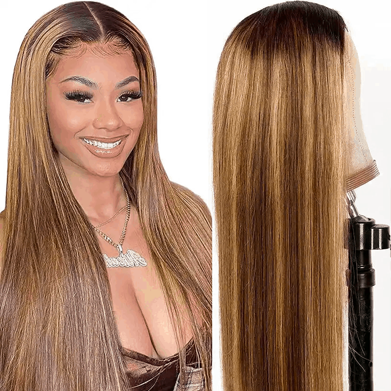 Flash Sale Highlight Color Glueless Silky Straight Pre-cut Lace Wig Beginner Friendly For Brand Day