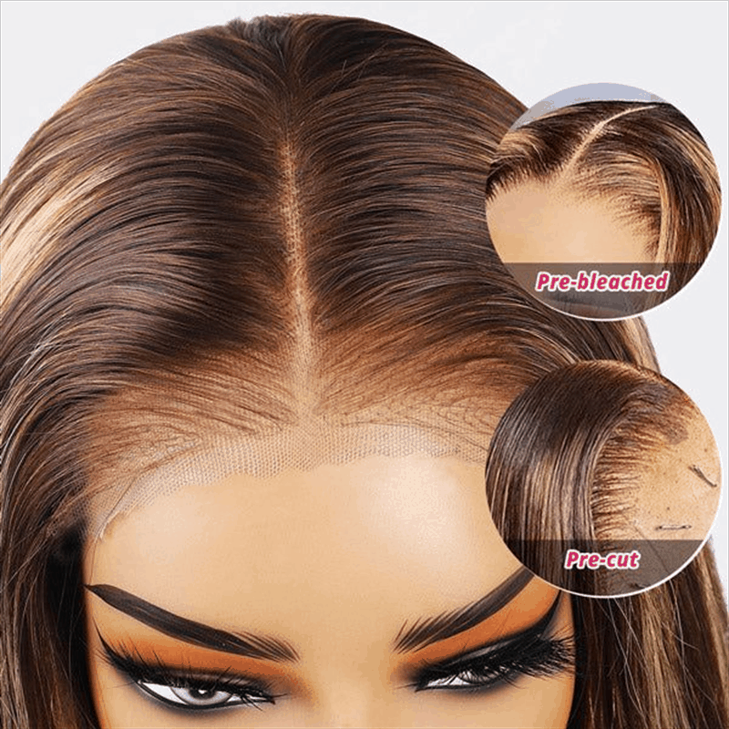 Flash Sale Highlight Color Glueless Silky Straight Pre-cut Lace Wig Beginner Friendly For Brand Day